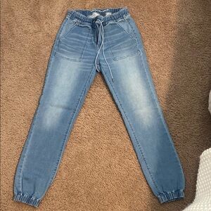 American Eagle Blue Jeggings with Elastic Ankle Cuffs
